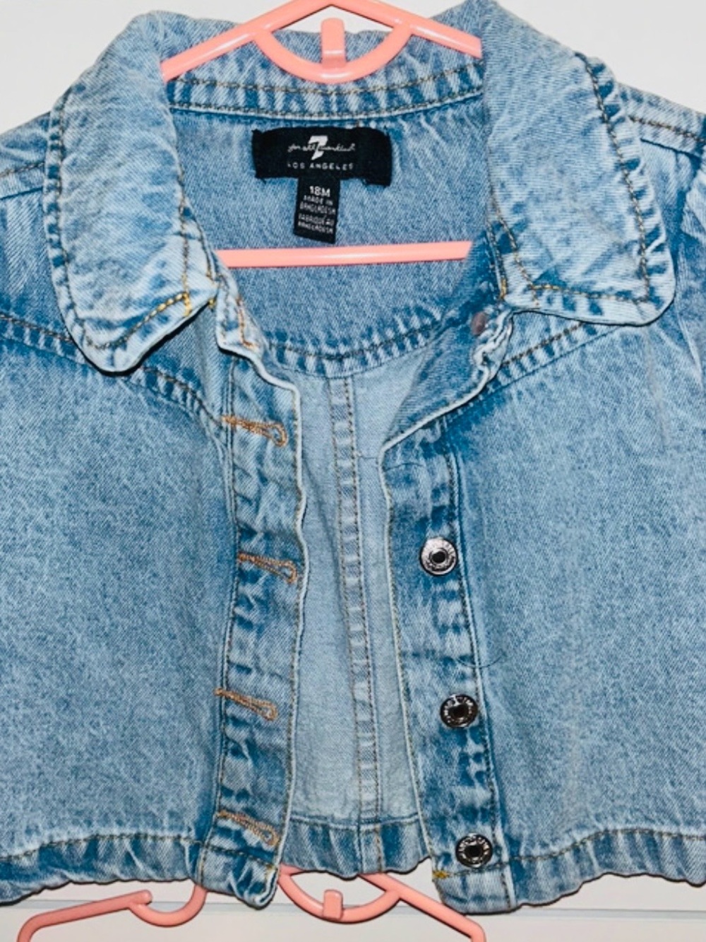7 For All Mankind Light Blue Denim Cropped Jacket